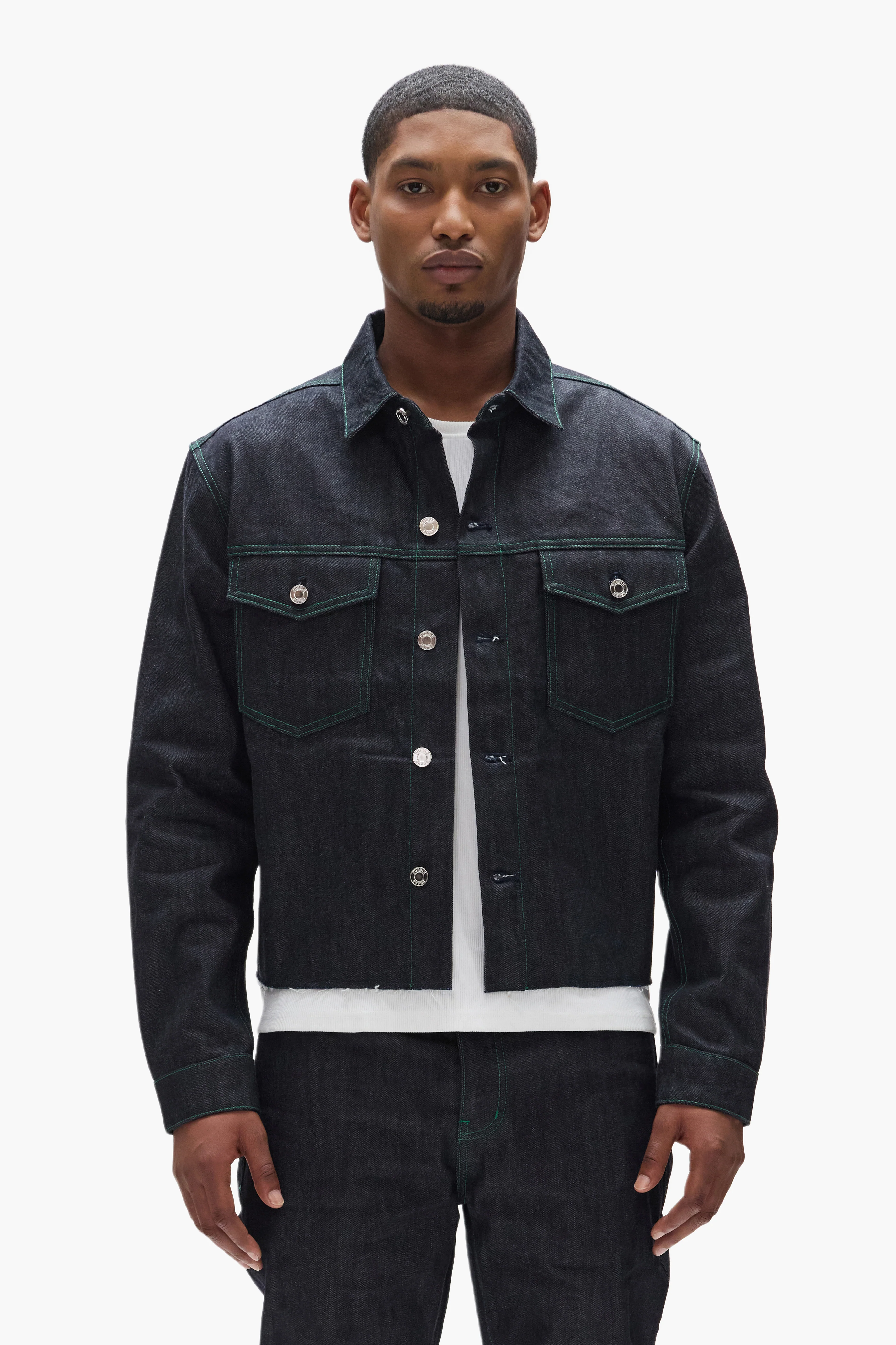 Cropped Raw Denim Jacket
