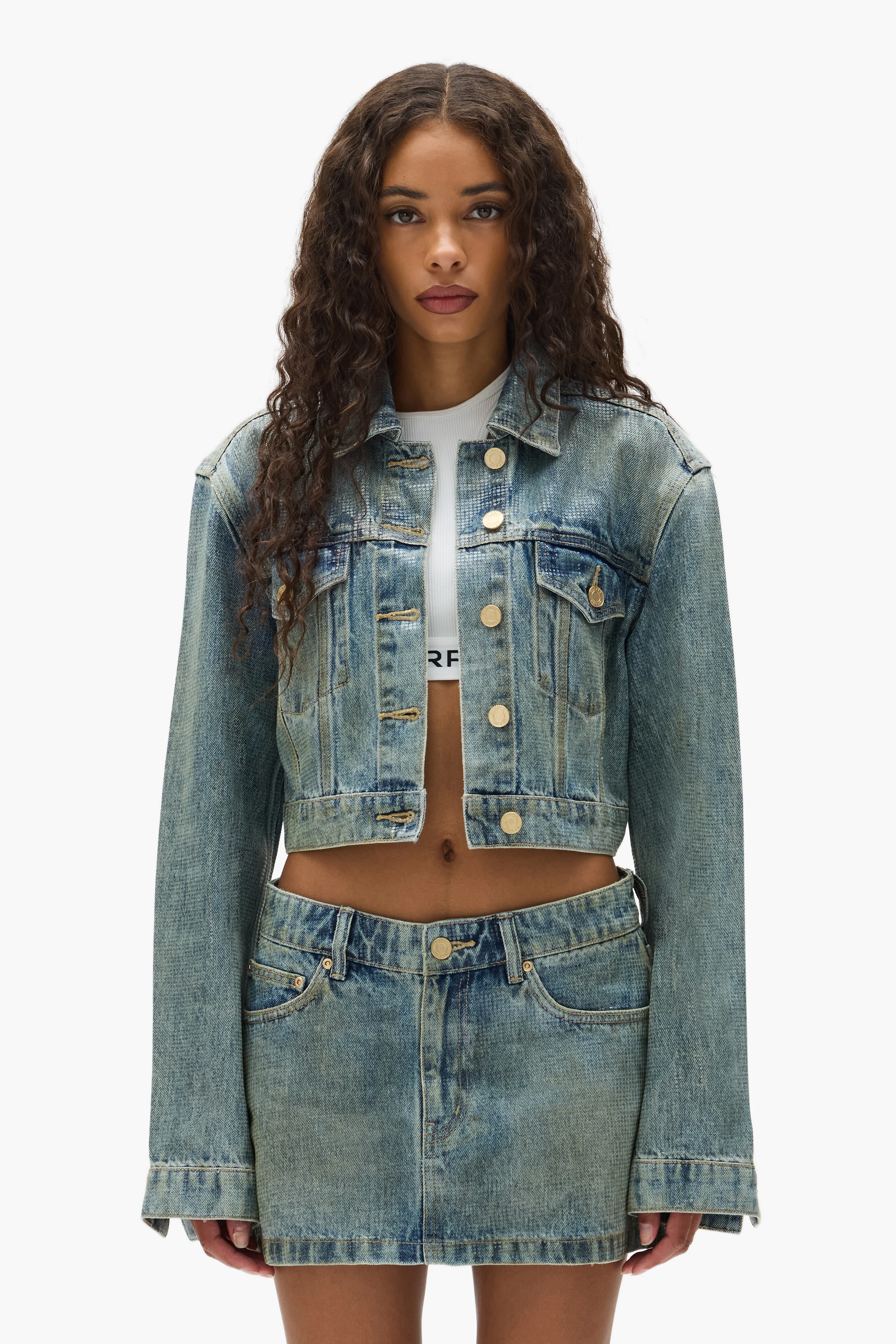 Tiled Overlay Cropped Jacket
